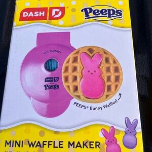 PEEPS x Dash Bunny Mini Waffle Maker, 4" Non-Stick, Pink, for Waffles & Chaffles